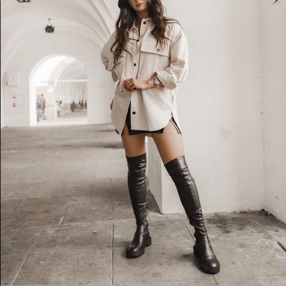ZARA• over the knee stretch low heel boots - Picture 5 of 14